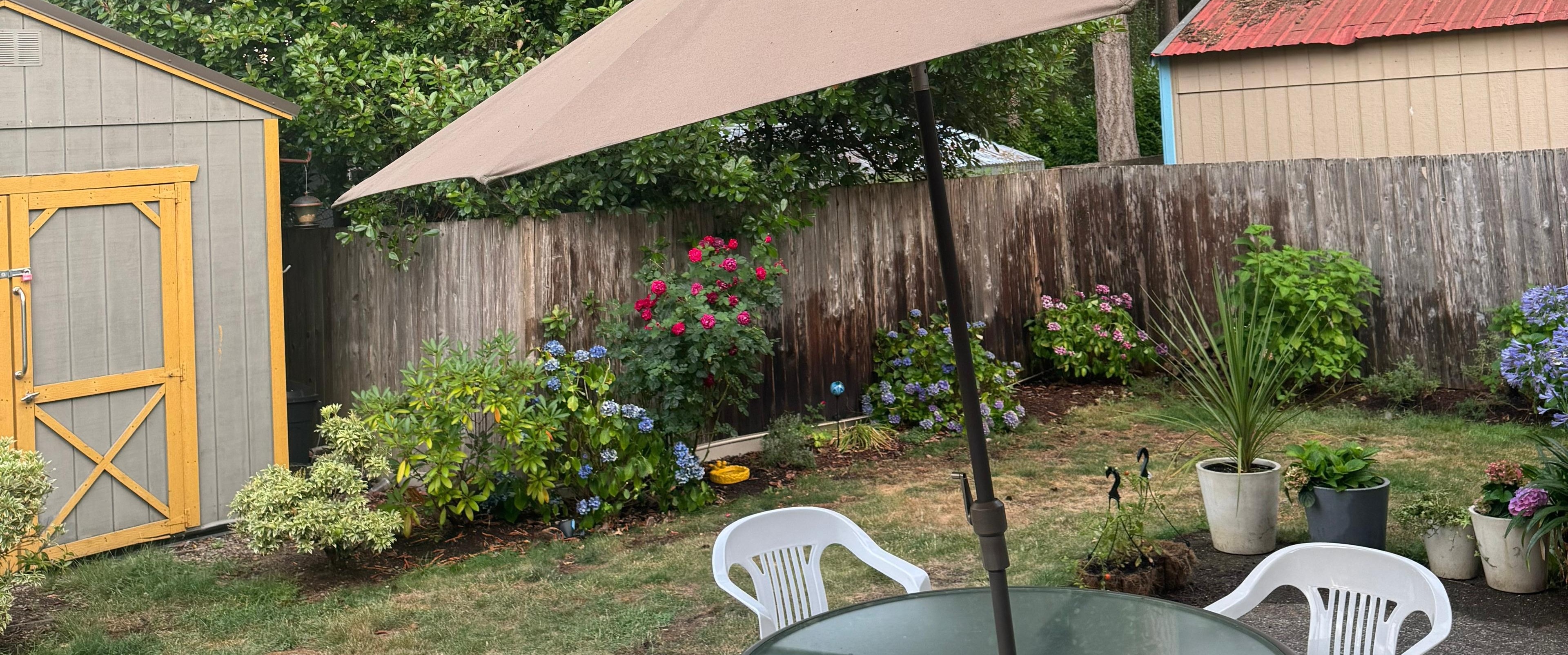 A view of the beautiful backyard at Serene Manor Adult Family Home.